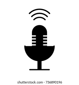 microphone mic icon, vector illustration, black sign on isolated background