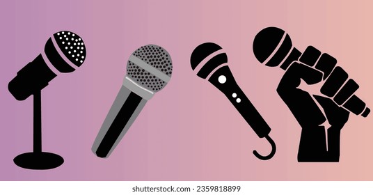 microphone or mic with isolated on gradient background vector illustration