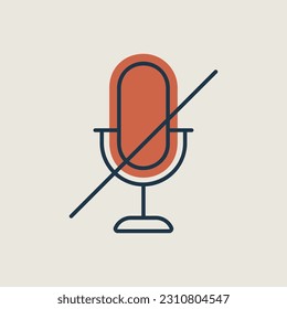 Microphone, mic mute vector isolated icon. Music sign. Graph symbol for music and sound web site and apps design, logo, app, UI