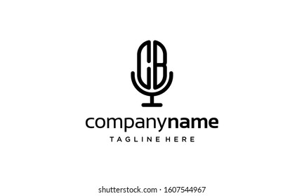 Microphone Mic Podcast Music Radio with Initial Letter CB BC Logo Design Inspiration