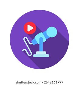 Microphone mini illustration rounded flat color icon, use for journalist, broadcasting, news and media UI, UX kit, app and web development, digital or print.