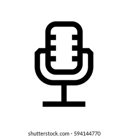 Microphone mini line, icon, background and graphic. The icon is black and white, linear  flat, vector, pixel perfect, minimal, suitable for web and print. 