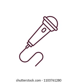 Microphone Minimal Line Icon Design Vector Illustration