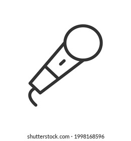Microphone minimal line icon. Web stroke symbol design. Microphone sign isolated on a white background. Premium line icon.