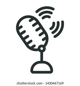 microphone - minimal line web icon. simple vector illustration. concept for infographic, website or app.