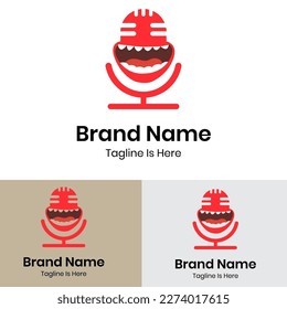 Microphone with mouth logo design