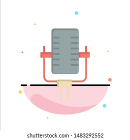 Microphone, Multimedia, Record, Song Abstract Flat Color Icon Template