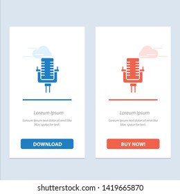 Microphone, Multimedia, Record, Song  Blue and Red Download and Buy Now web Widget Card Template