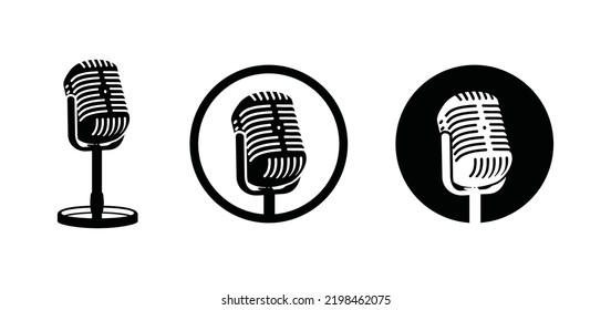 Microphone music karaoke icon vector set. Mic illustration sign symbol logo. Mic silhouette. Music, voice, record icon. Recording studio symbol. 