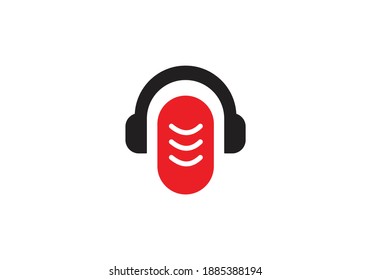 microphone, music logo design vector template.