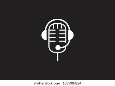 microphone, music logo design vector template.