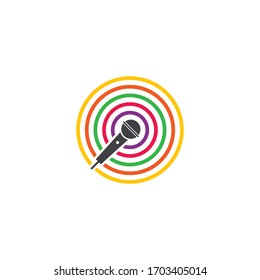 microphone music logo vector template