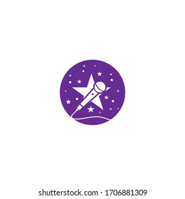 plantilla vectorial de logotipo de música de micrófono
