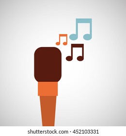 microphone music note singer isolated, vector illustration eps10