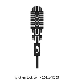 Icono de vector negro de la música del micrófono. Radio de micrófono de ilustración vectorial sobre fondo blanco. Icono de ilustración negra aislada de música de micrófono.