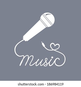 Microphone and music. Vector.  EPS-10 (non transparent elements,non gradient).