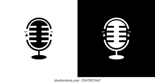 microphone and music vector logo