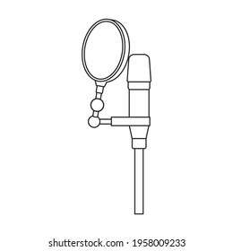 Microphone music vector outline icon. Vector illustration mic radio on white background. Isolated outline illustration icon of microphone music.