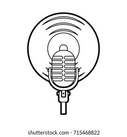 microphone music vinyl disk vintage cartoon