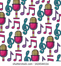 microphone musical notes festival music background vector illustration