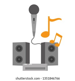 microphone with musical notes isolated icon