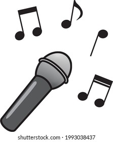Microphone and musical notes, karaoke, song