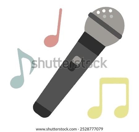 Microphone and musical notes vector illustration.