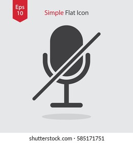 Microphone Mute Flat Icon. Simple Sign Of Technology. Vector Illustrated Symbol