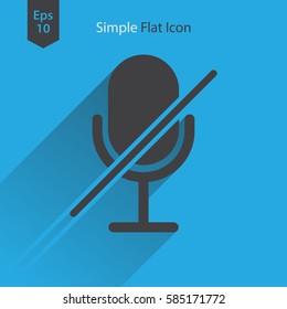 Microphone Mute Flat Icon. Simple Sign Of Technology. Vector Illustrated Symbol