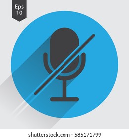 Microphone Mute Flat Icon. Simple Sign Of Technology. Vector Illustrated Symbol