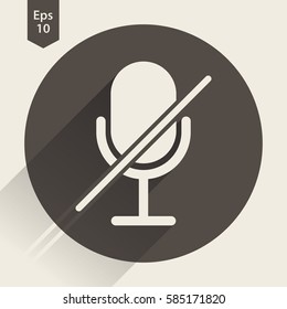 Microphone Mute Flat Icon. Simple Sign Of Technology. Vector Illustrated Symbol