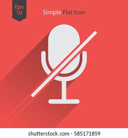 Microphone Mute Flat Icon. Simple Sign Of Technology. Vector Illustrated Symbol