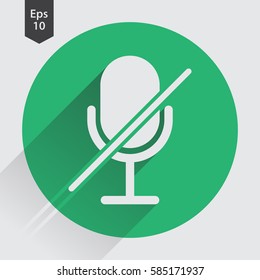 Microphone Mute Flat Icon. Simple Sign Of Technology. Vector Illustrated Symbol