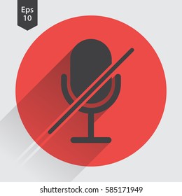 Microphone Mute Flat Icon. Simple Sign Of Technology. Vector Illustrated Symbol