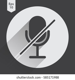 Microphone Mute Flat Icon. Simple Sign Of Technology. Vector Illustrated Symbol