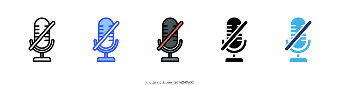 Micrófono Mute Icon Colección con múltiples estilos
