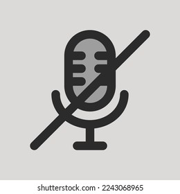 Microphone mute icon in filled line style about user interface, use for website mobile app presentation