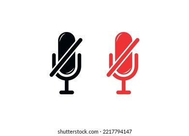 Microphone Mute Icon Illustration Design.