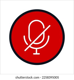 Microphone mute icon isolated vector illustration. Mute sign.