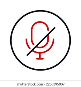 Mikrofon-Tonsymbol, einzelne Vektorgrafik. Mute Schild.