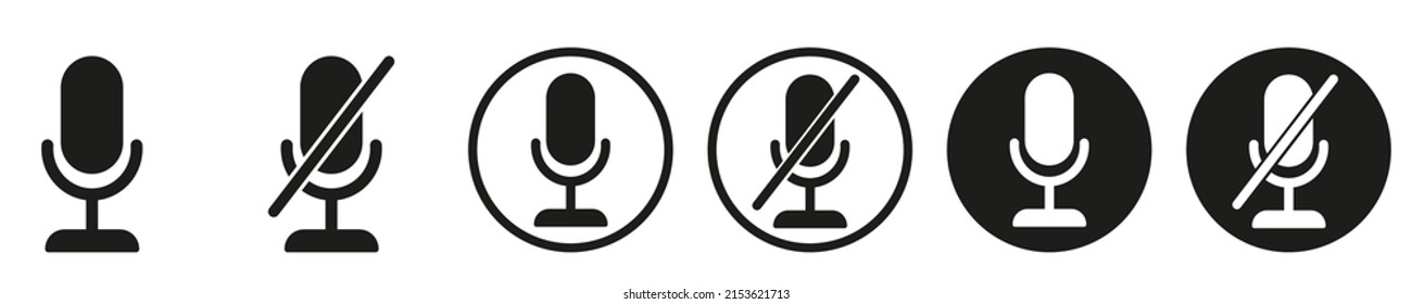 Microphone mute icon.  Mic, audio and sound mute glyph icon. Vector illustration isolated on white background. EPS 10