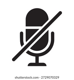 Microphone mute icon, mic off symbol in flat style isolated on white background.