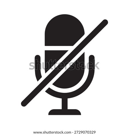 Microphone mute icon, mic off symbol in flat style isolated on white background.