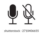 Microphone and mute microphone icon set. Silent audio or sound symbol. Green microphone and red mute microphone icons collection