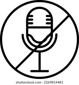 Diseño de iconos de vectores de línea silenciada de micrófono