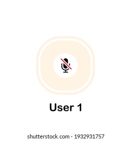 Microphone mute. Microphone Off icon. Vector. Pictogram muted sound. Online meetings mute microphone icon button.