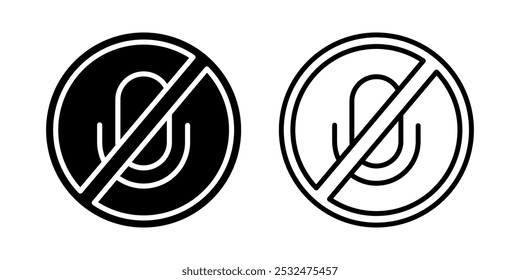 Icono de conjunto de micrófono silencioso sobre fondo blanco