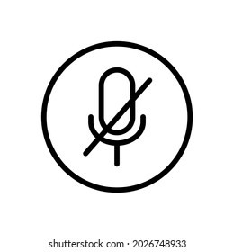 Icono de la línea vector silenciar del micrófono. Stroke Editable