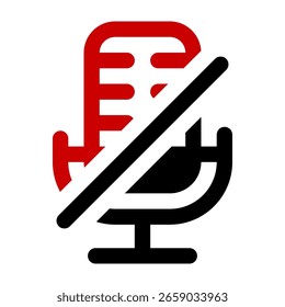 Micrófono silenciado icono sobre fondo blanco