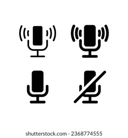 Microphone muted and unmuted icon set. Classic mic shape. Vector design.